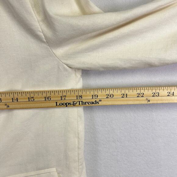 Old Navy Classic Cream White Womans Linen Blend  Blazer Jacket Size XS Career - Picture 9 of 10